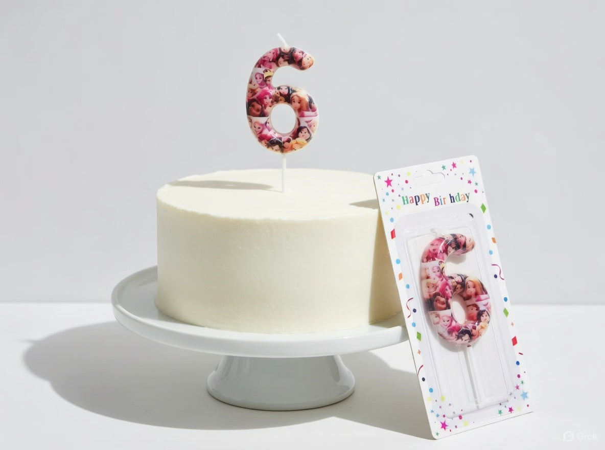Bougie Chiffre Anniversaire Thème Princesses Disney – Numéros 0 à 9