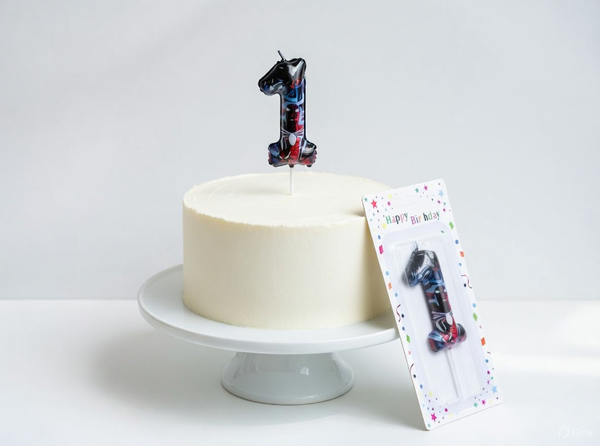 Black Background Spider-Man Theme Number Birthday Candle – Numbers 0 to 9