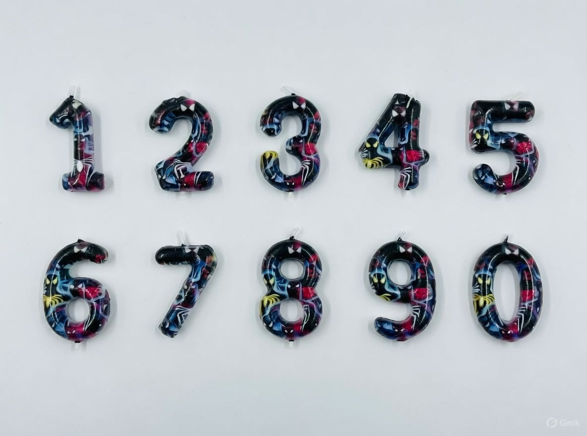 Black Background Spider-Man Theme Number Birthday Candle – Numbers 0 to 9