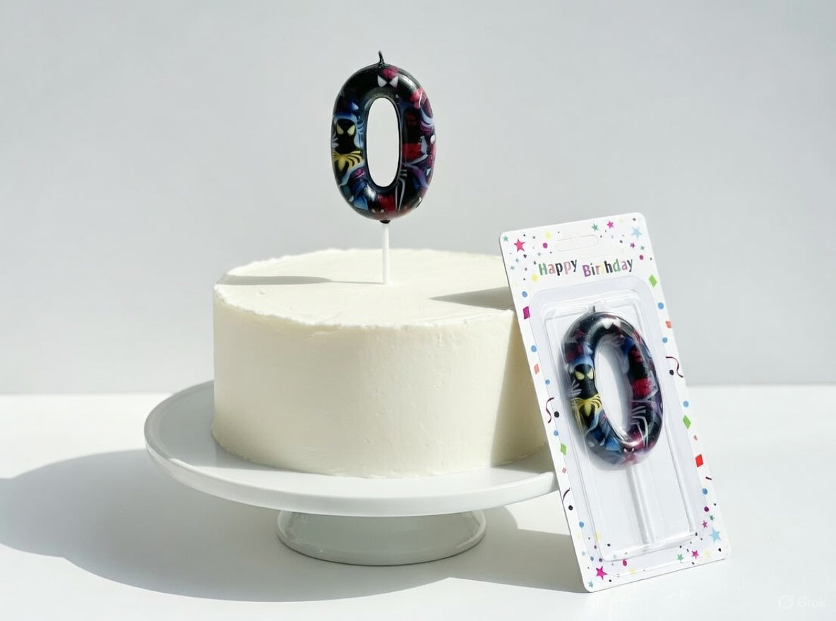 Black Background Spider-Man Theme Number Birthday Candle – Numbers 0 to 9
