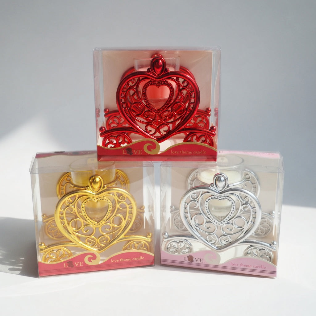 Bougeoir Cœur Love Theme Candle | Décoration Romantique 3 Couleurs