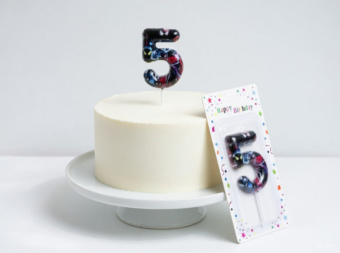Black Background Spider-Man Theme Number Birthday Candle – Numbers 0 to 9