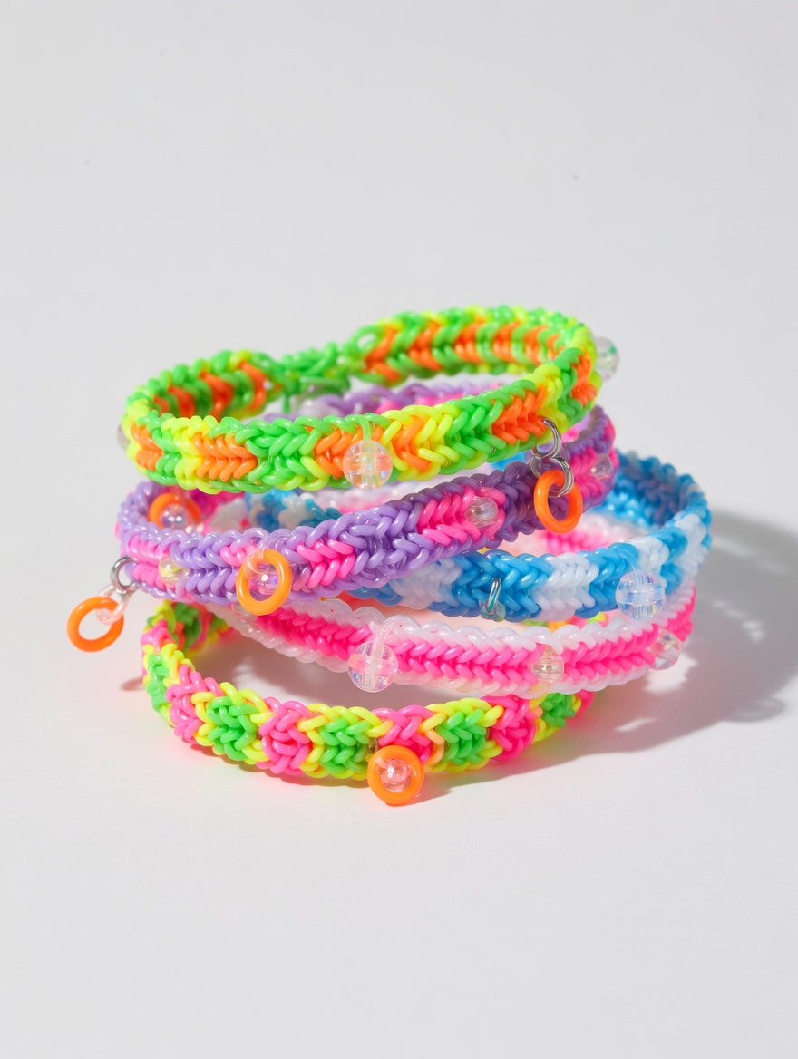 Kit Elastiques Multicolores Forme Pomme - Bracelet DIY Enfant