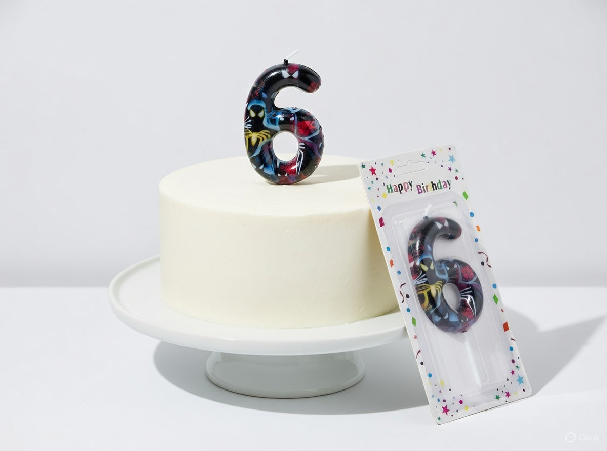 Black Background Spider-Man Theme Number Birthday Candle – Numbers 0 to 9