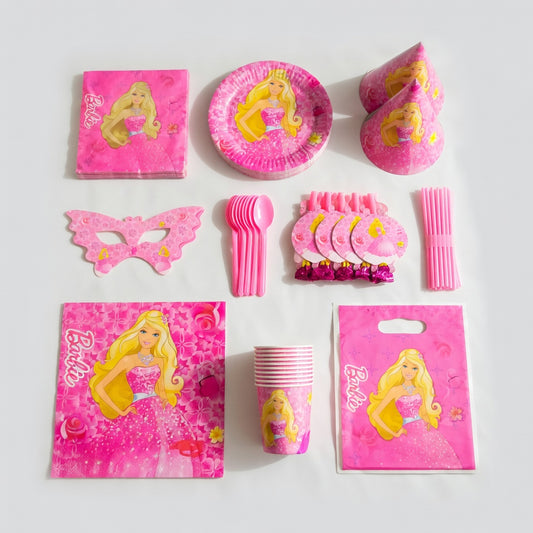 Kit Fête Barbie Princesse Rose pour 10 Invités