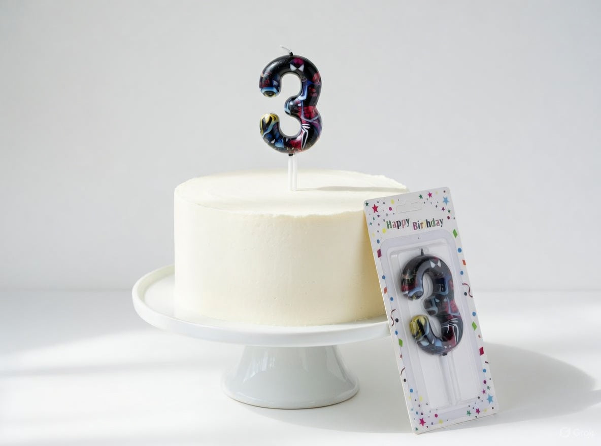 Black Background Spider-Man Theme Number Birthday Candle – Numbers 0 to 9