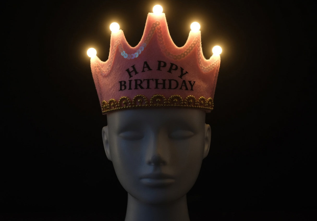Couronne Anniversaire LED - Happy Birthday & King