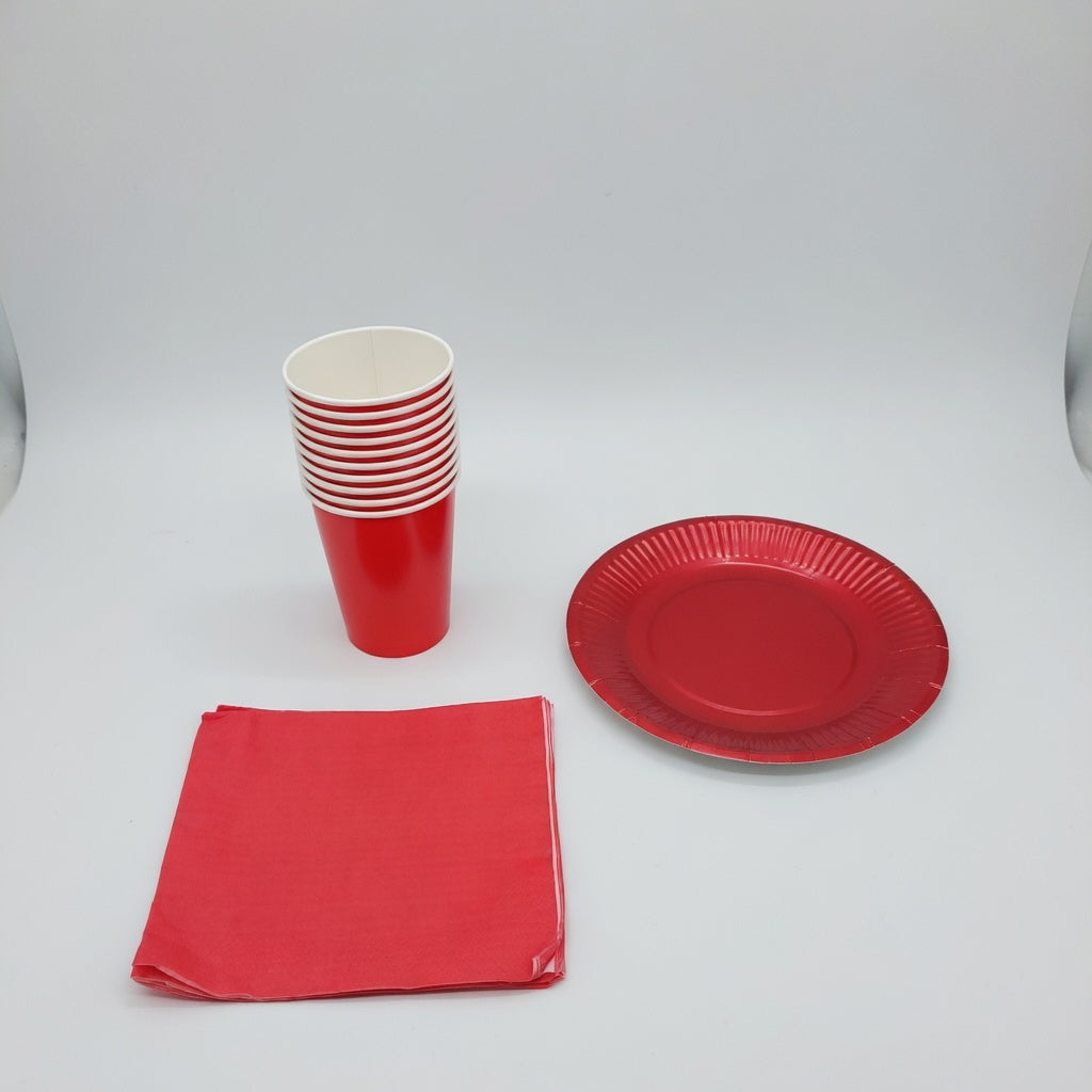 Assiettes, Gobelets et Serviettes Métalliques - Lot Basique