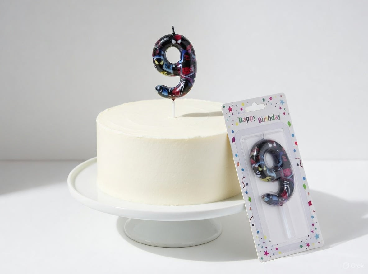 Black Background Spider-Man Theme Number Birthday Candle – Numbers 0 to 9
