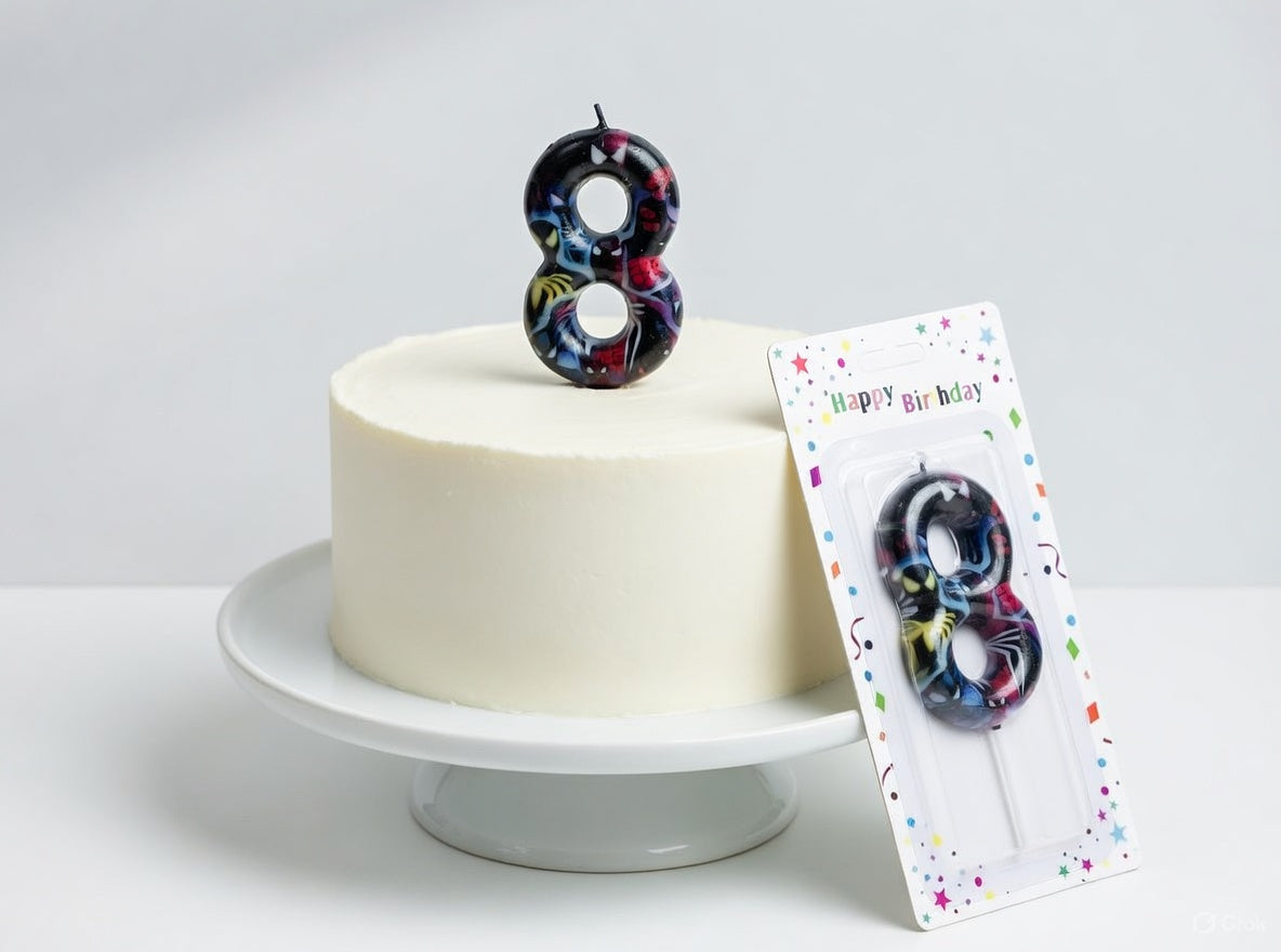 Black Background Spider-Man Theme Number Birthday Candle – Numbers 0 to 9