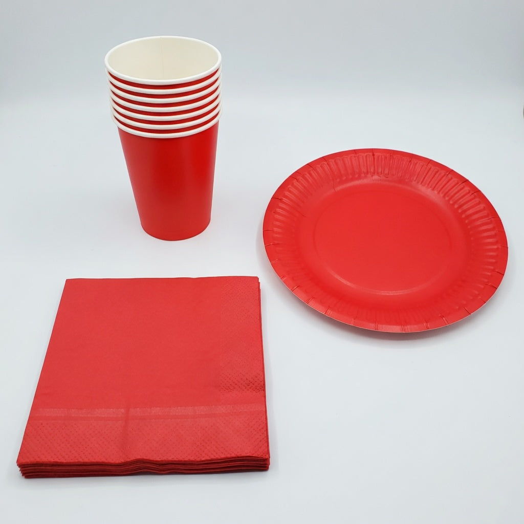 Assiettes, Gobelets et Serviettes - Lot Basique