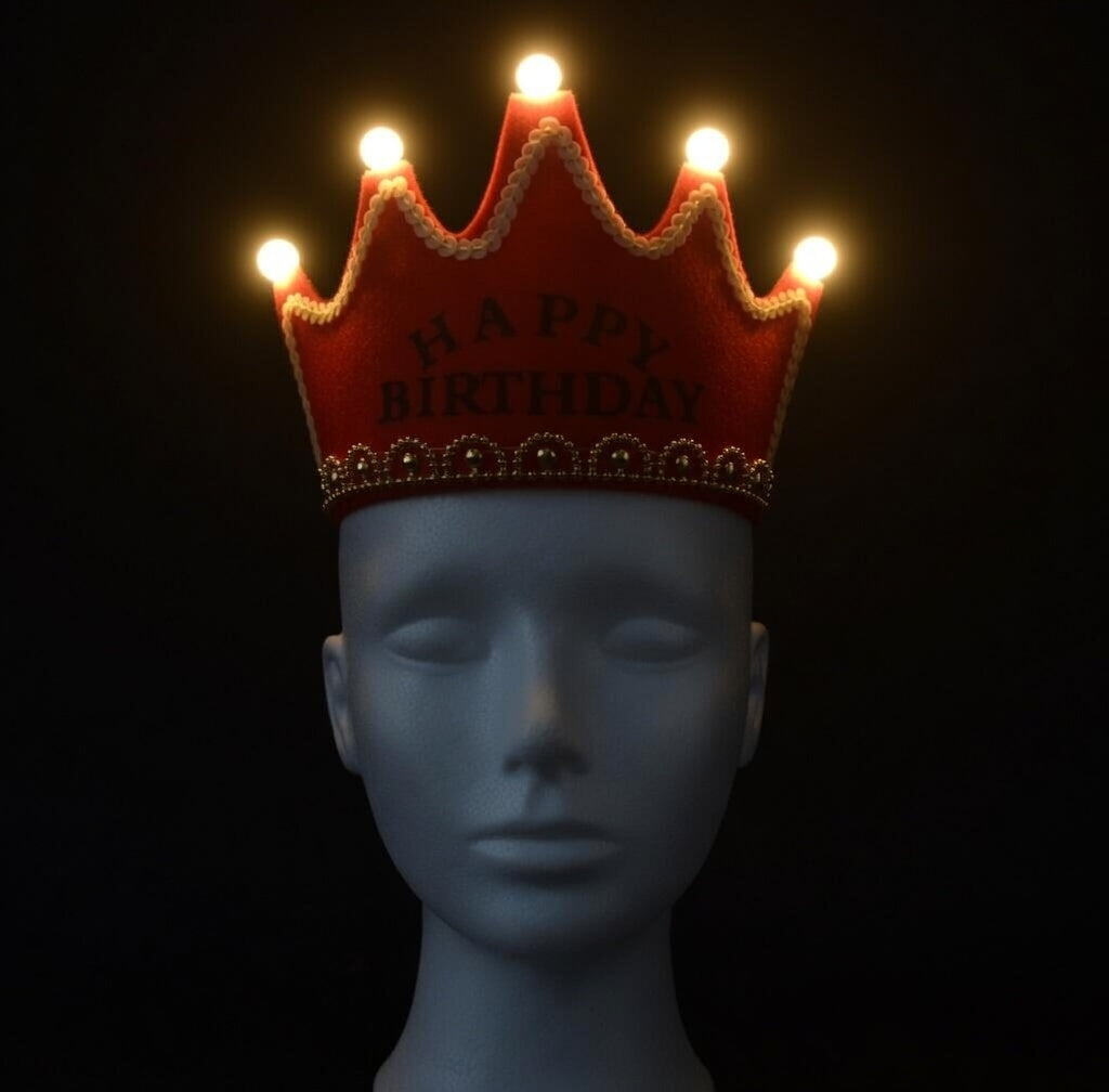 Couronne Anniversaire LED - Happy Birthday & King