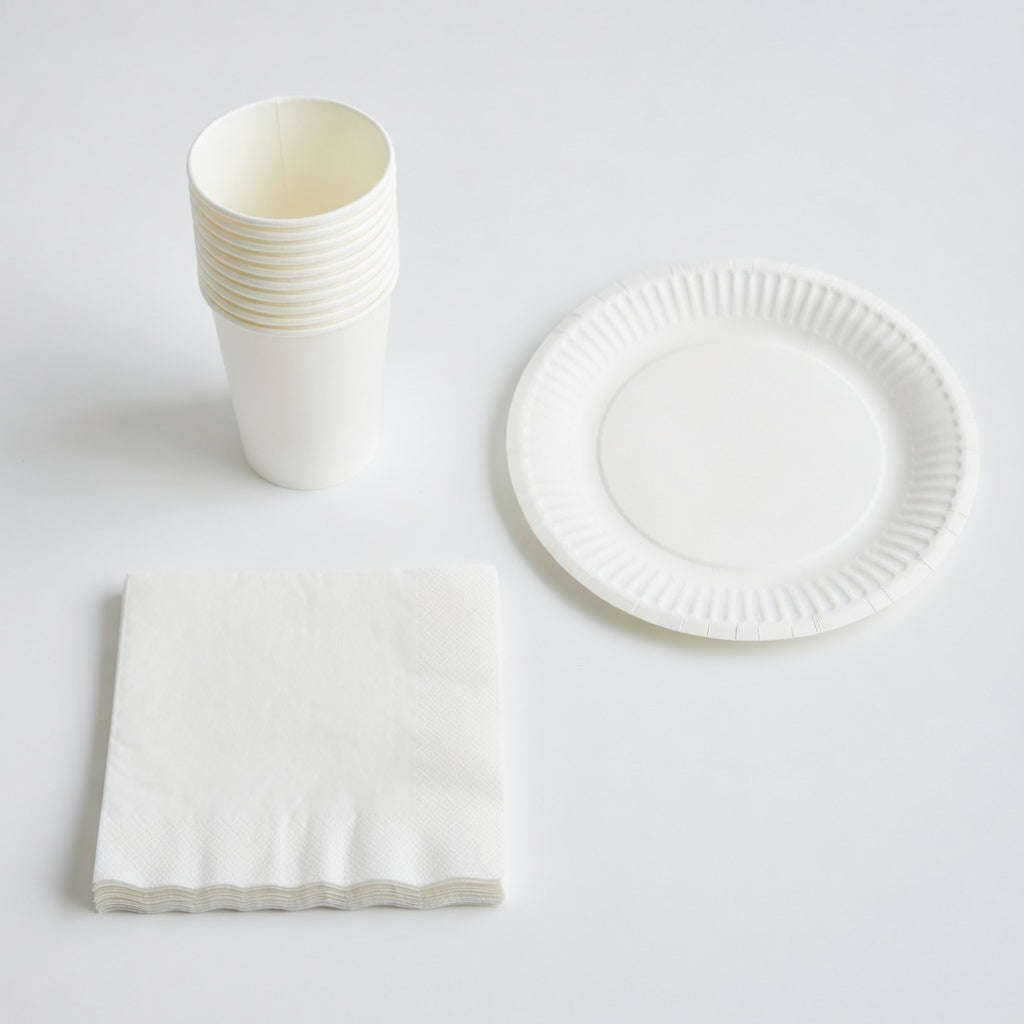Assiettes, Gobelets et Serviettes - Lot Basique