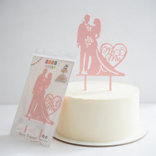 Cake Topper Silhouette Mariés Mr & Mrs – Rose Gold