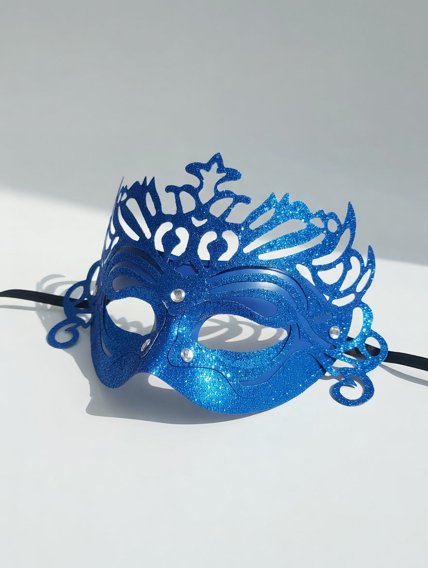 Masque Vénitien Couronne Pailleté | Déguisement Fête 6 Couleurs