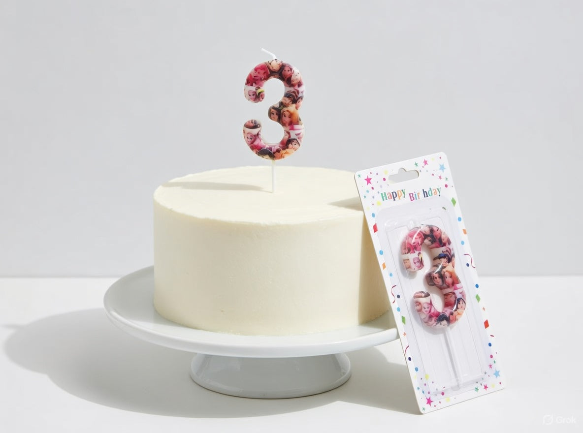 Bougie Chiffre Anniversaire Thème Princesses Disney – Numéros 0 à 9