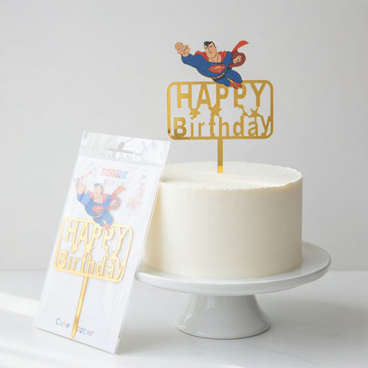 Cake Topper Superman Happy Birthday – Doré Acrylique