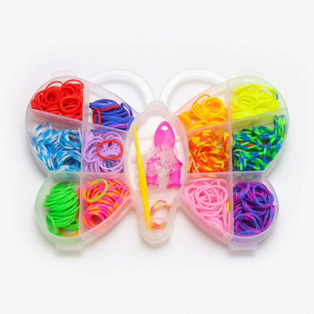 Kit Elastiques Multicolores Forme Papillon - Bracelet DIY Enfant