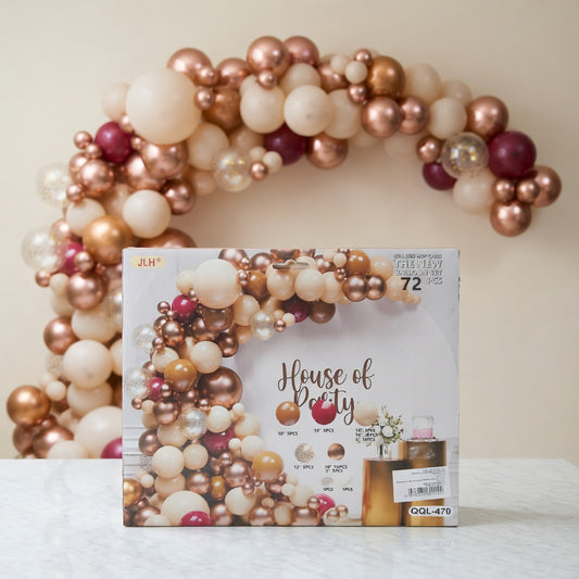 Rose Gold & Burgundy Balloon Kit 72 Pieces | Balloon Arch Party Decoration