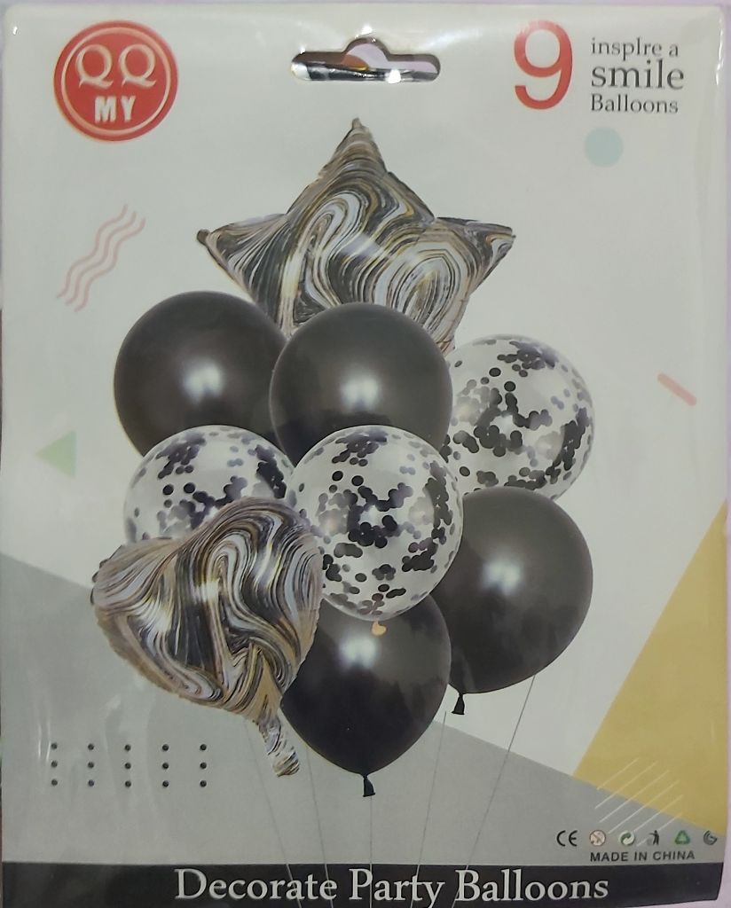 Ensemble de 9 Ballons de Fête Deluxe - Assortiment Confetti, Aluminium et Latex (Couleurs Variées) - الصورة 4