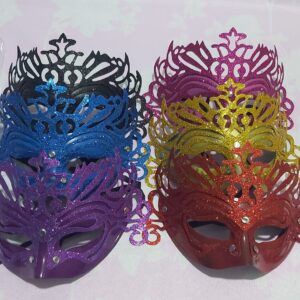 Masque de Bal Masqué Couronne Pailletée - Cache-œil de Fête Style Vénitien