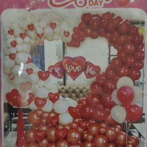Kit de Décoration Arche de Ballons Cœur Deluxe pour la Saint-Valentin - Rouge & Blanc