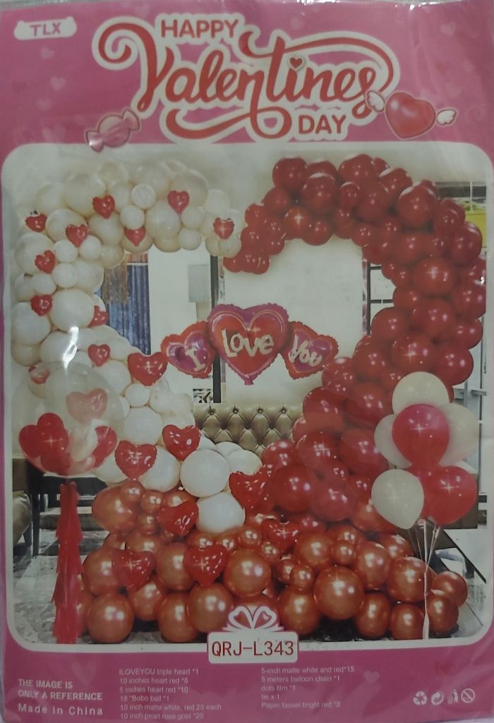 Kit de Décoration Arche de Ballons Cœur Deluxe pour la Saint-Valentin - Rouge & Blanc