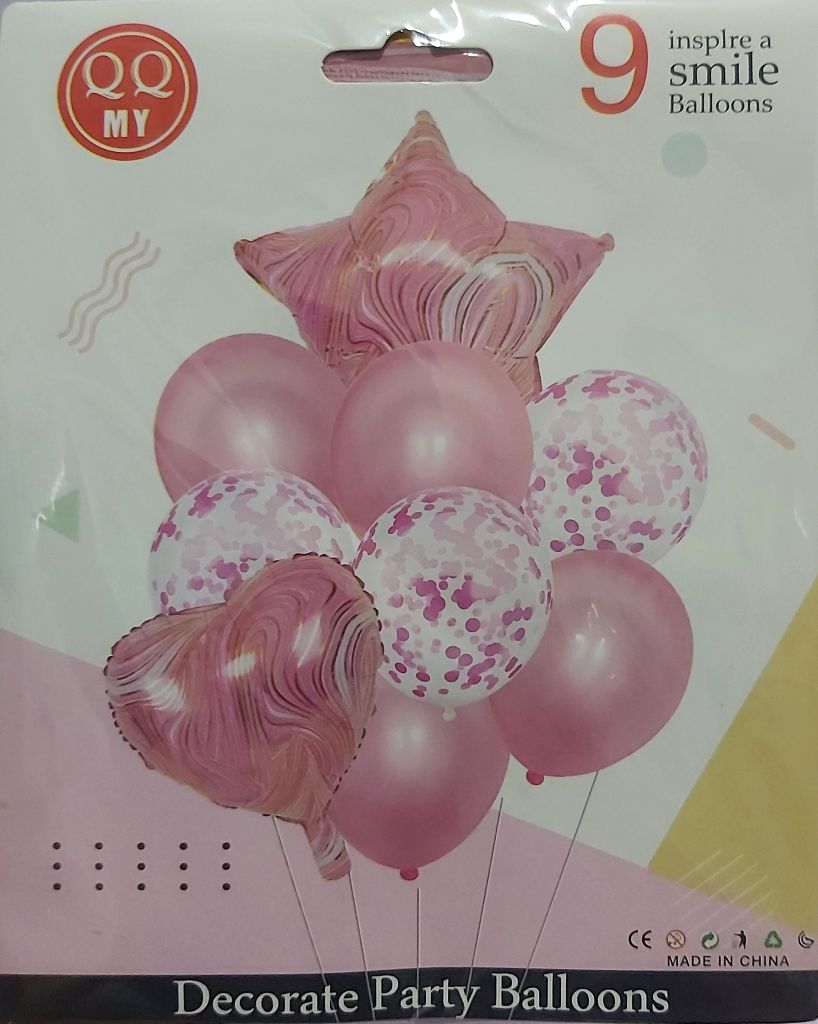 Ensemble de 9 Ballons de Fête Deluxe - Assortiment Confetti, Aluminium et Latex (Couleurs Variées) - الصورة 2