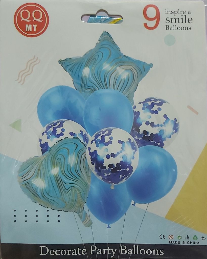 Ensemble de 9 Ballons de Fête Deluxe - Assortiment Confetti, Aluminium et Latex (Couleurs Variées)