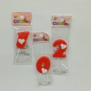 Bougies d'Anniversaire Chiffres Rouges avec Cœur