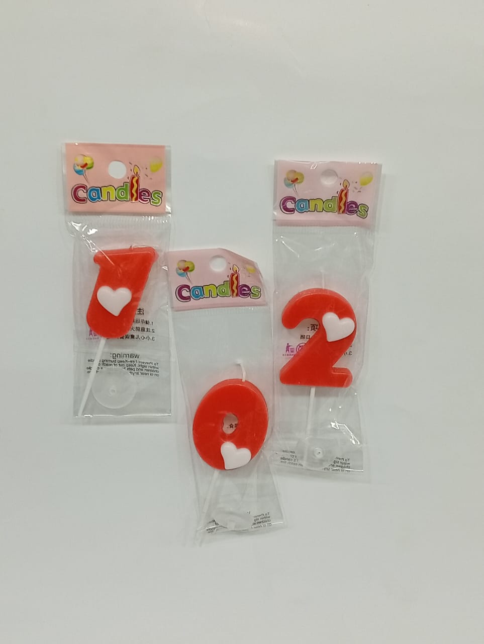 Bougies d'Anniversaire Chiffres Rouges avec Cœur