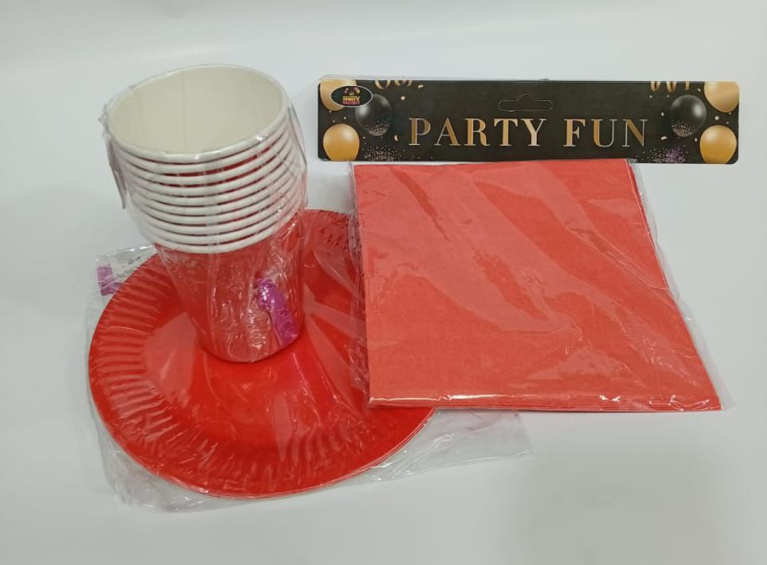 Ensemble de vaisselle de fête jetable - Assiettes, Gobelets & Serviettes - الصورة 6