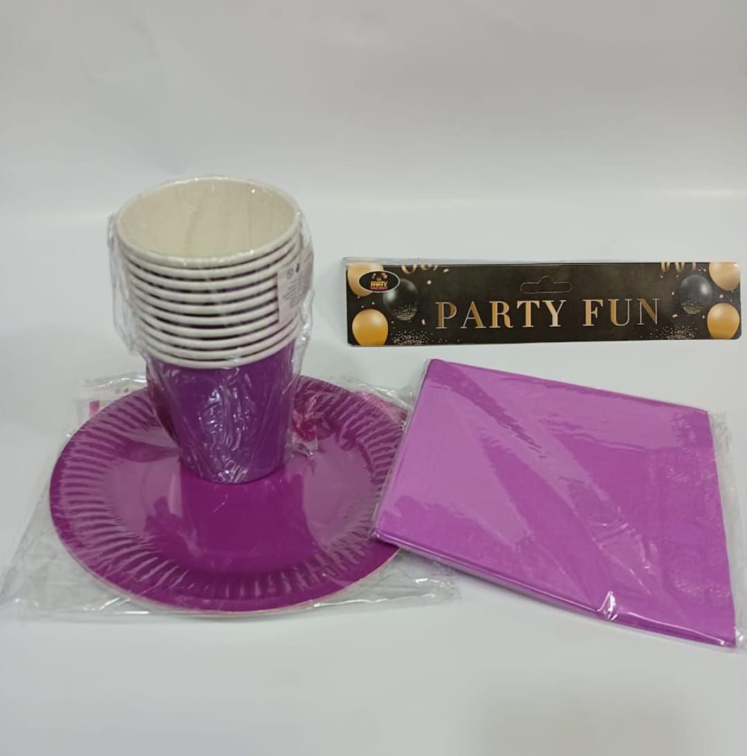 Ensemble de vaisselle de fête jetable - Assiettes, Gobelets & Serviettes - الصورة 4