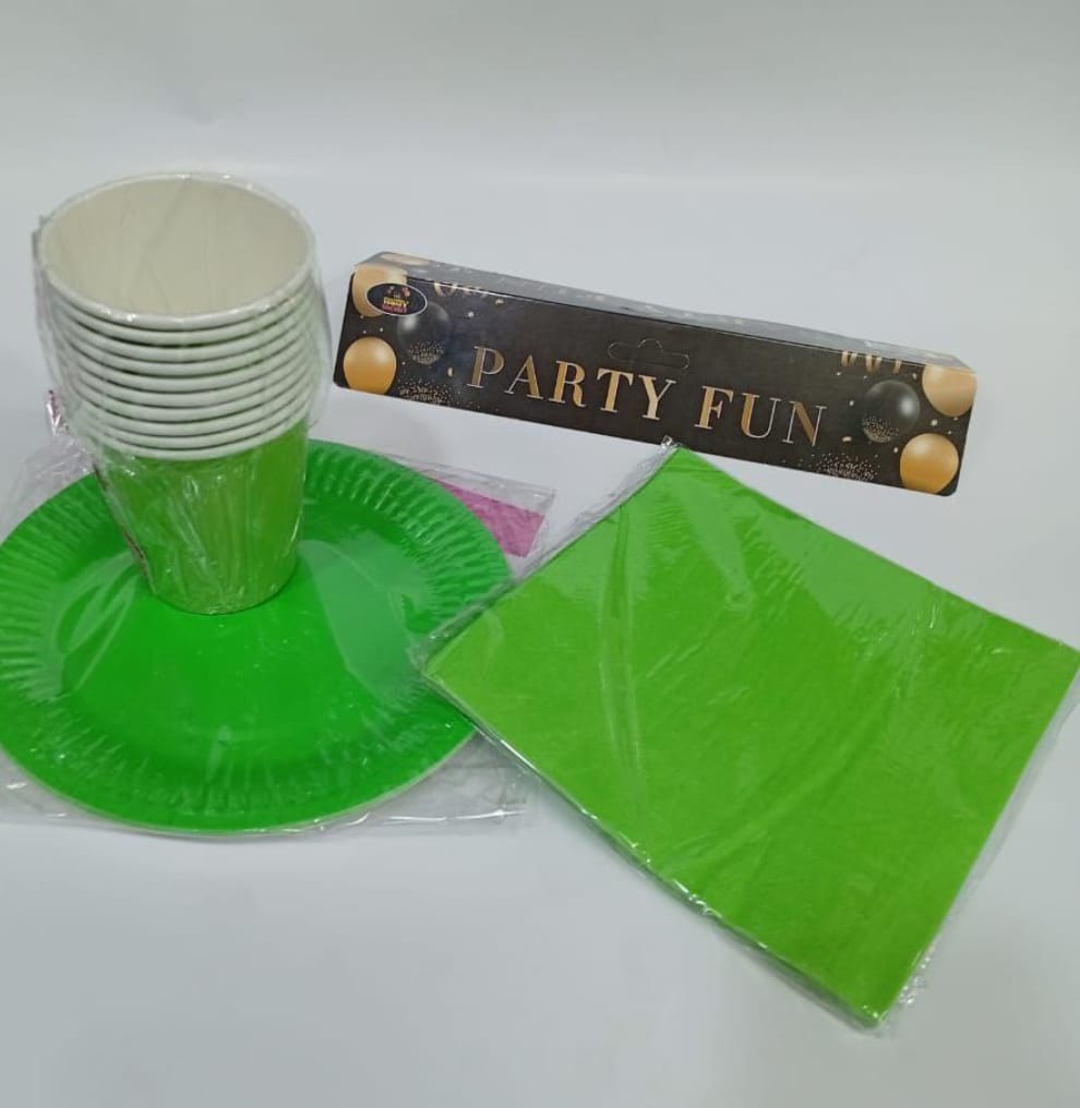 Ensemble de vaisselle de fête jetable - Assiettes, Gobelets & Serviettes - الصورة 2