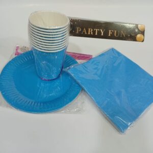 Ensemble de vaisselle de fête jetable - Assiettes, Gobelets & Serviettes