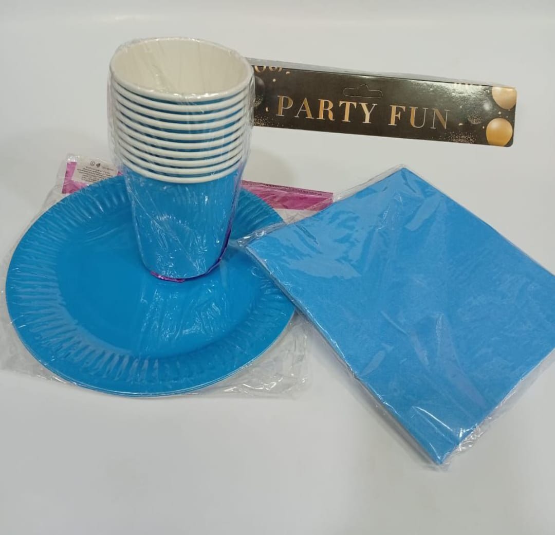 Ensemble de vaisselle de fête jetable - Assiettes, Gobelets & Serviettes