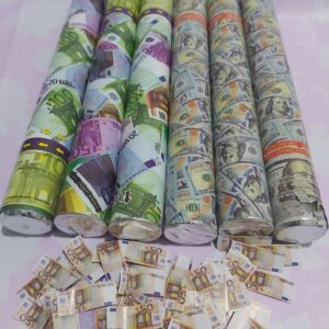 Canons à Confettis 'Money' Nouveauté (Design Euro et Dollar)