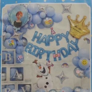 Kit d'Arche de Ballons Bleu Thème Anniversaire La Reine des Neiges (Olaf & Anna)