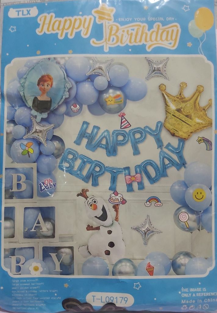 Kit d'Arche de Ballons Bleu Thème Anniversaire La Reine des Neiges (Olaf & Anna)