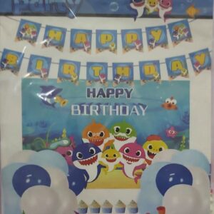 Kit de Décoration d'Anniversaire Thème Bébé Requin - Bannière, Affiche et Ballons