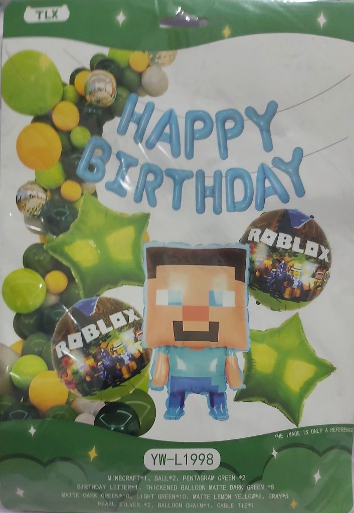 Kit de Décoration de Ballons d'Anniversaire Deluxe Minecraft & Roblox (70+ Pièces)