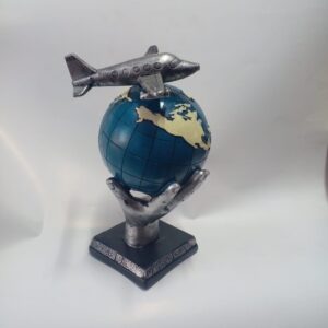 Figurine Avion sur Globe - Décoration Thème Voyage