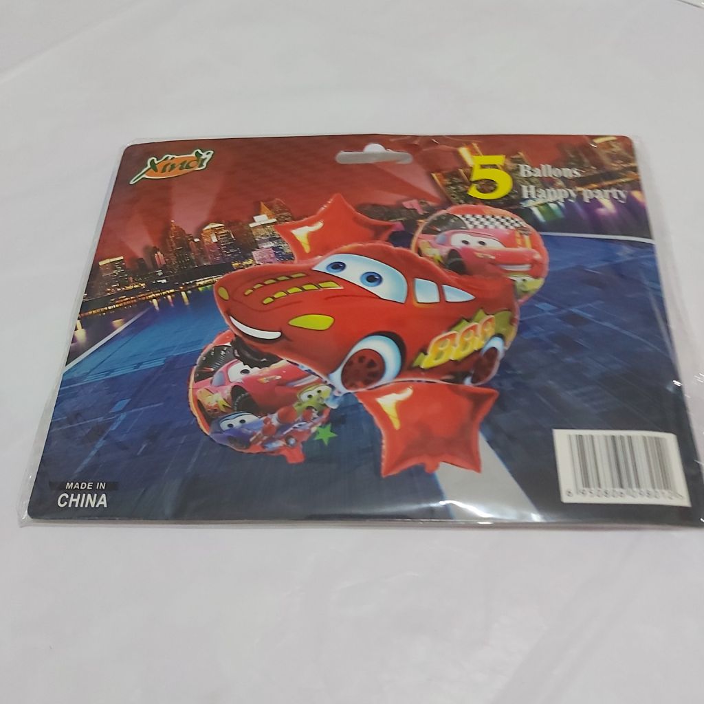 Ensemble de 5 Ballons en Aluminium Disney Pixar Cars Flash McQueen pour Fêtes d'Anniversaire