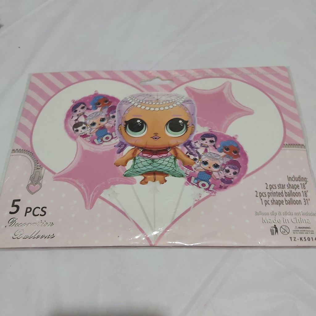 Ensemble de 5 Ballons en Aluminium L.O.L. Surprise Poupée Sirène (Décoration de Fête Rose)