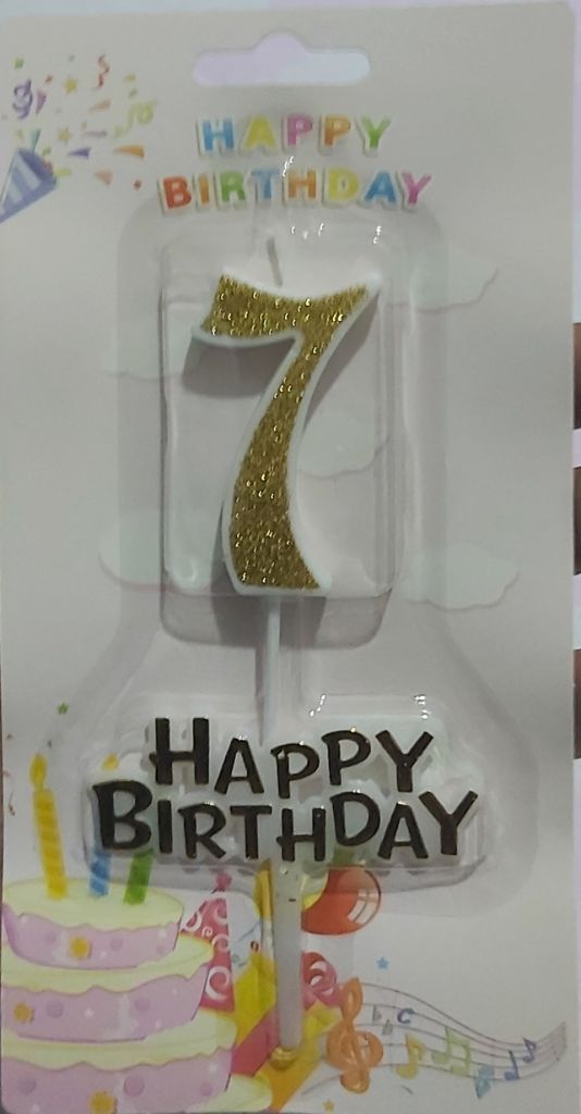 Bougie d'Anniversaire Chiffre Paillettes Or (Âges 1-9) avec Base 'Joyeux Anniversaire' - الصورة 7