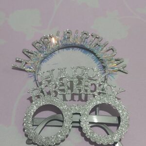 Ensemble Serre-tête et Lunettes Joyeux Anniversaire Pailleté (3 Couleurs)