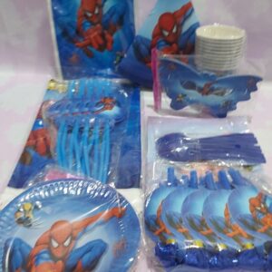 Kit de Fête Deluxe Spider-Man pour 10 Invités (Assiettes, Gobelets, Chapeaux, Cotillons)