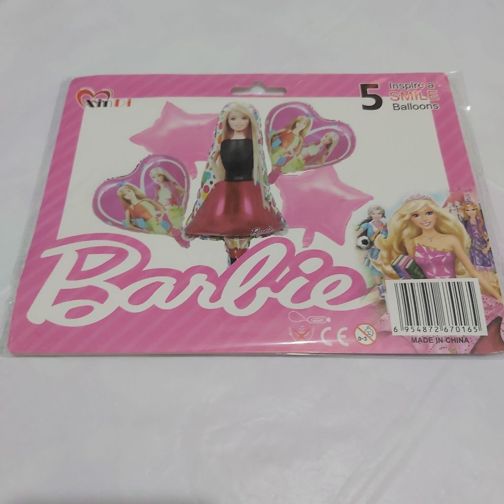 Ensemble de 5 Ballons en Aluminium Thème Barbie - Décoration de Fête